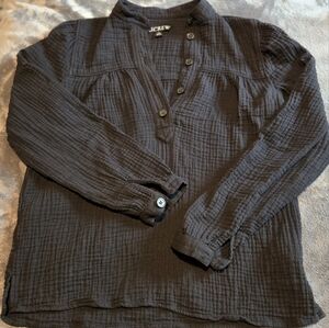 J.Crew Black Gauze Pullover Top with Side Split Seams Size XXS
